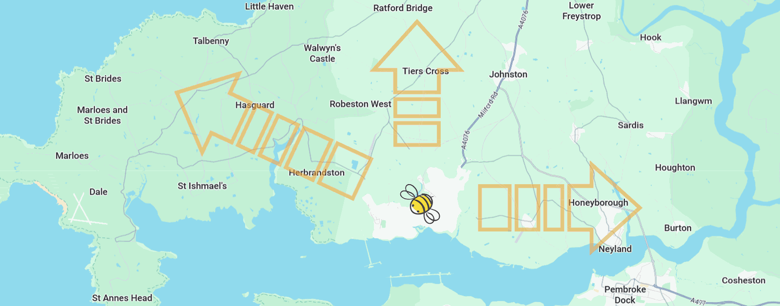 Map of Pembrokeshire gardening locations